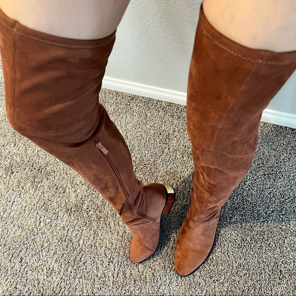BAMBOO Shoes - NWOB Bamboo Stardom Suede Brown with Side Zipper Over The  Knee Boots Si…